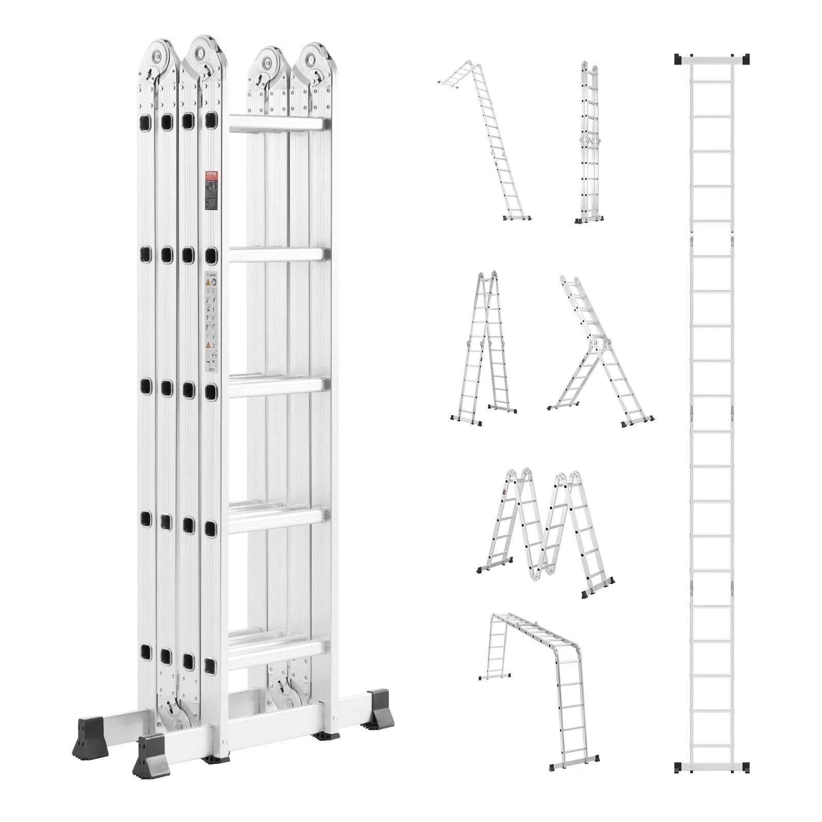 Multi-Purpose Folding Ladder, 7-in-1 Tall Extension Step Ladder, A Frame 5 Step