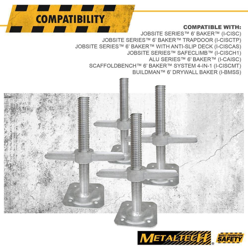 Scaffolding Leveling Jacks 12 in. Steel Safety Baker Style Platform (4-Pack)