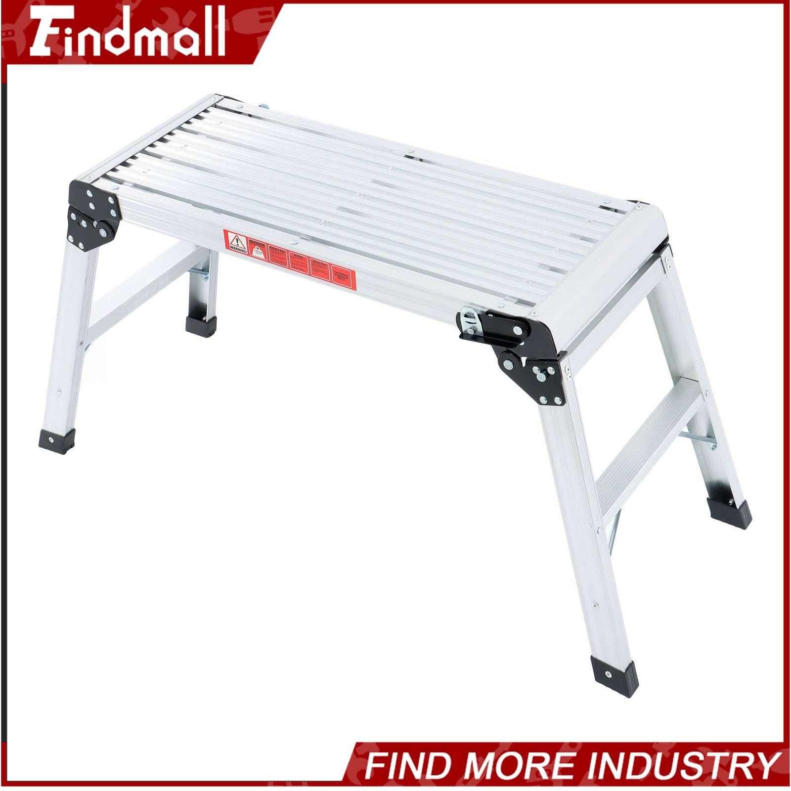 Findmall Aluminum Step Stool Non-slip Folding Work Platform 330lb Drywall Ladder