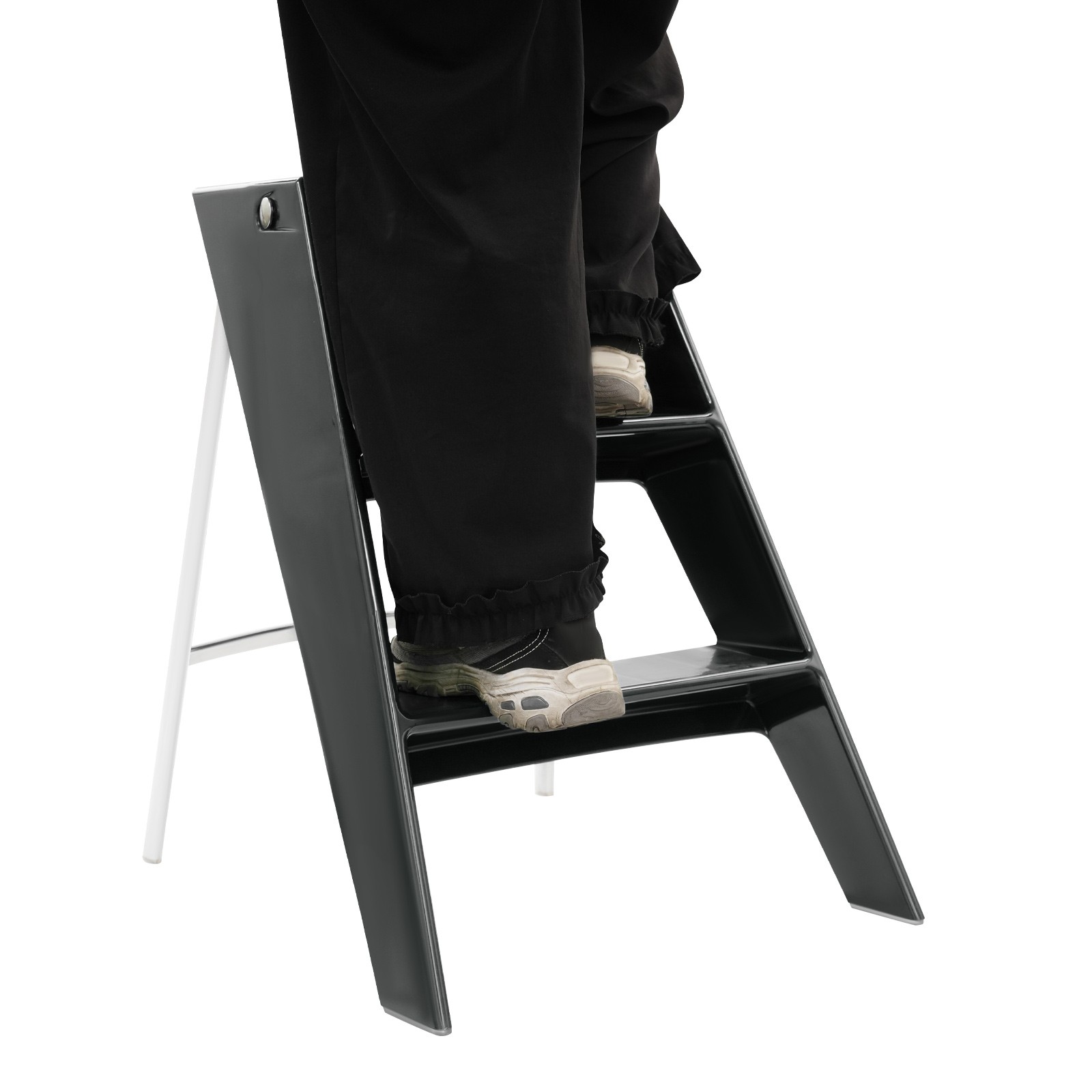 Folding 3-step Iron Stool For Adults Portable A-shape Anti-slip Step Ladder