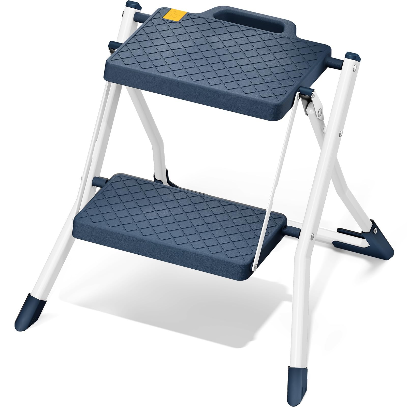 URACKIFY 2 Step Stool Foldable, Ladder with Non-Slip Rubber 2-STEP, Blue