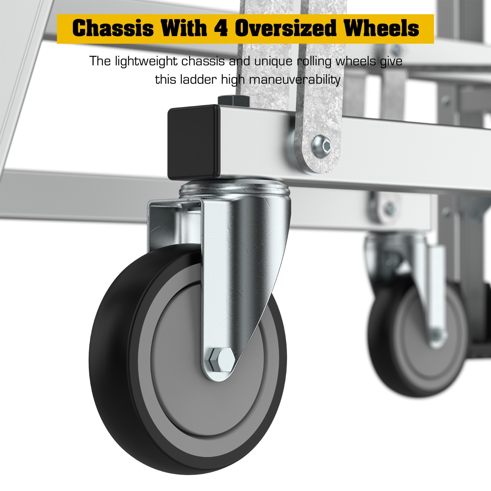 Heavy-Duty Aluminum 4 Step Rolling Platform Ladder Safe and Durable