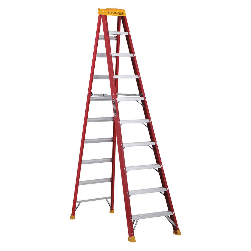 LOUISVILLE LADDER L-3016-10 Stepladder,Fg,10 ft.,300 lb. 36Y498