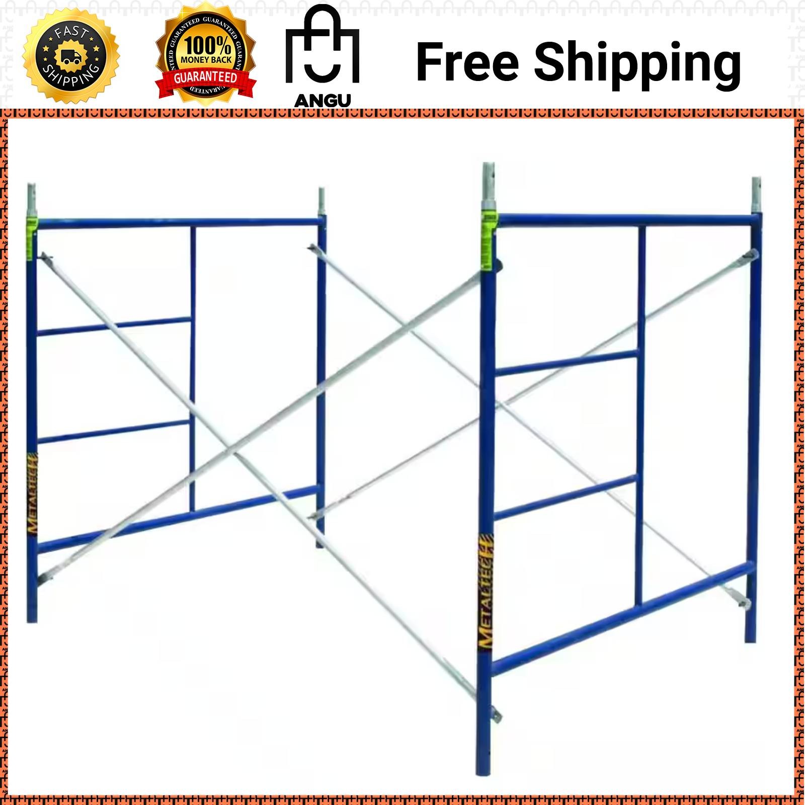 MetalTech Saferstack 1-Story Scaffold Frame Set 5x7x5ft Galvanized Steel Braces