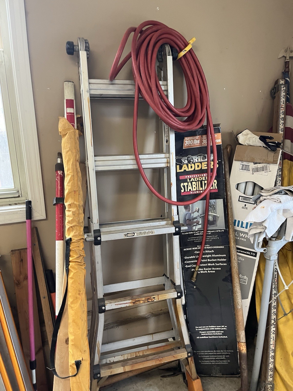 Gorilla Ladders Aluminum Folding Ladder with Stabilizer Attachment