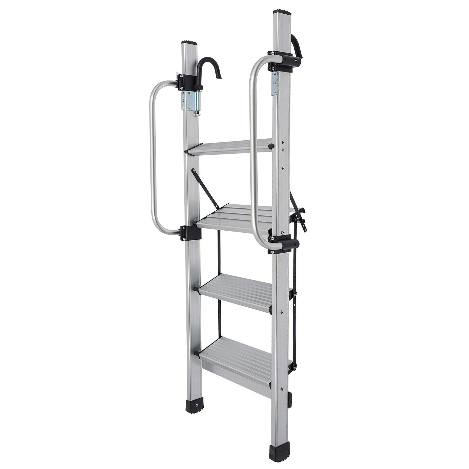 4-Step Floor Standing Bed Ladder Ladder w/ Adjustable Handrail 150kg/330.69lbs