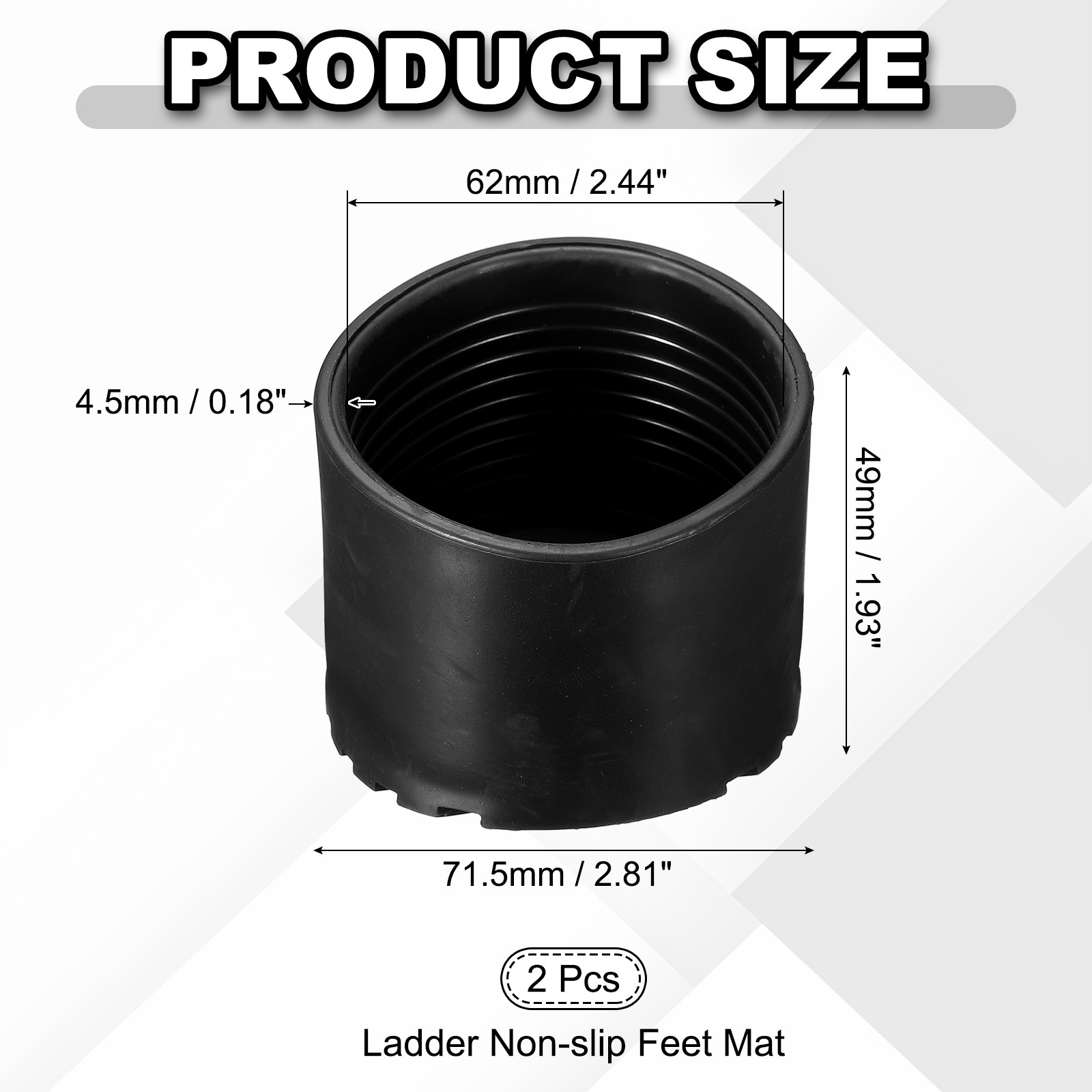 Ladder Non Slip Feet Mat (64.5mm ID) (2Pcs), Rubber Round Step Ladder Foot