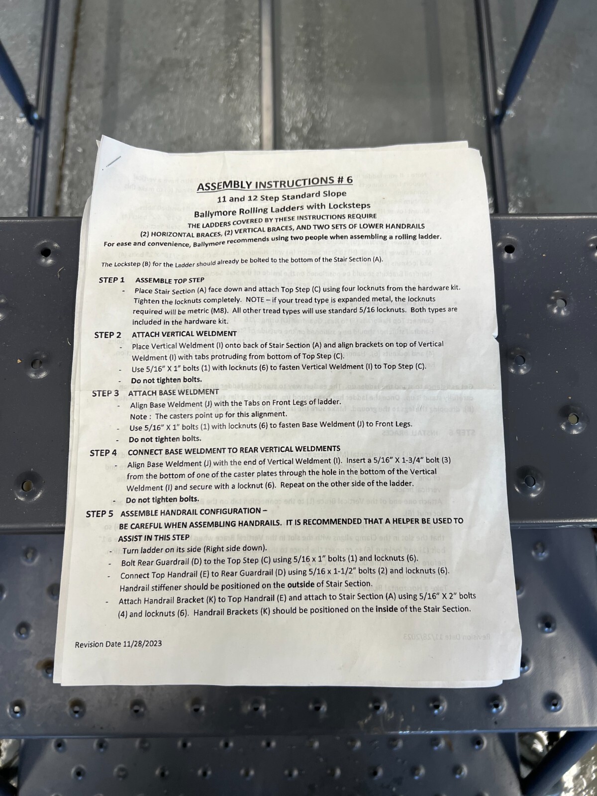 BALLYMORE Rolling Ladder 10ft Platform Ht, Steel, Wt-Actuated Step Lock