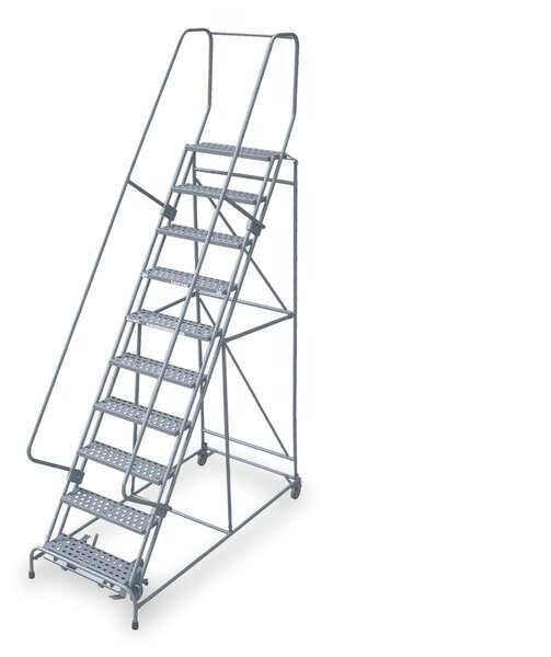 NEW! Cotterman 130 in H Steel Rolling Ladder-10 Step Perforatd-450lb Load Cap!!