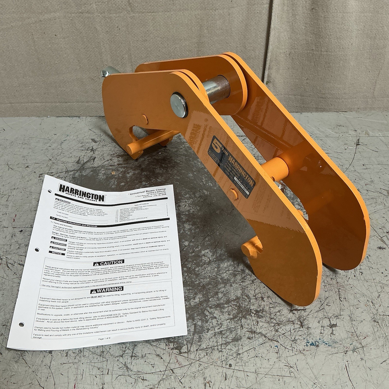 HARRINGTON UBC050 Beam Lifting Clamp Steel 4″-12″ Jaw