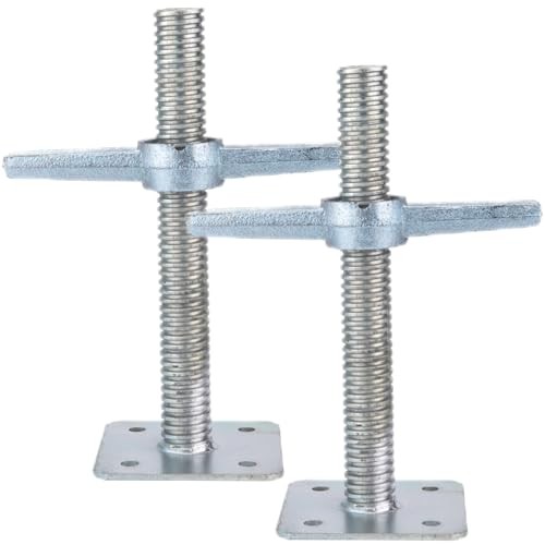 Scaffolding Screw Jacks 12″ Leveling Galvanized 2 Pack – 8000 LBS Load