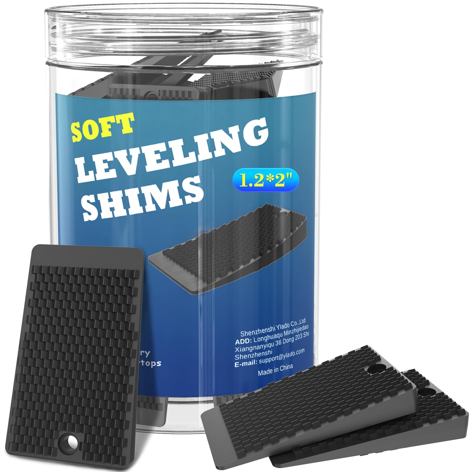 Furniture Levelers, 32 Piece Jar 2“, Rubber Shims for Leveling, Black, Black