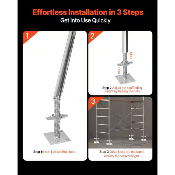 4-Pack Adjustable Leveling Jacks, 18.2 in. Adjustable Height & 3307 lbs./1500 kg