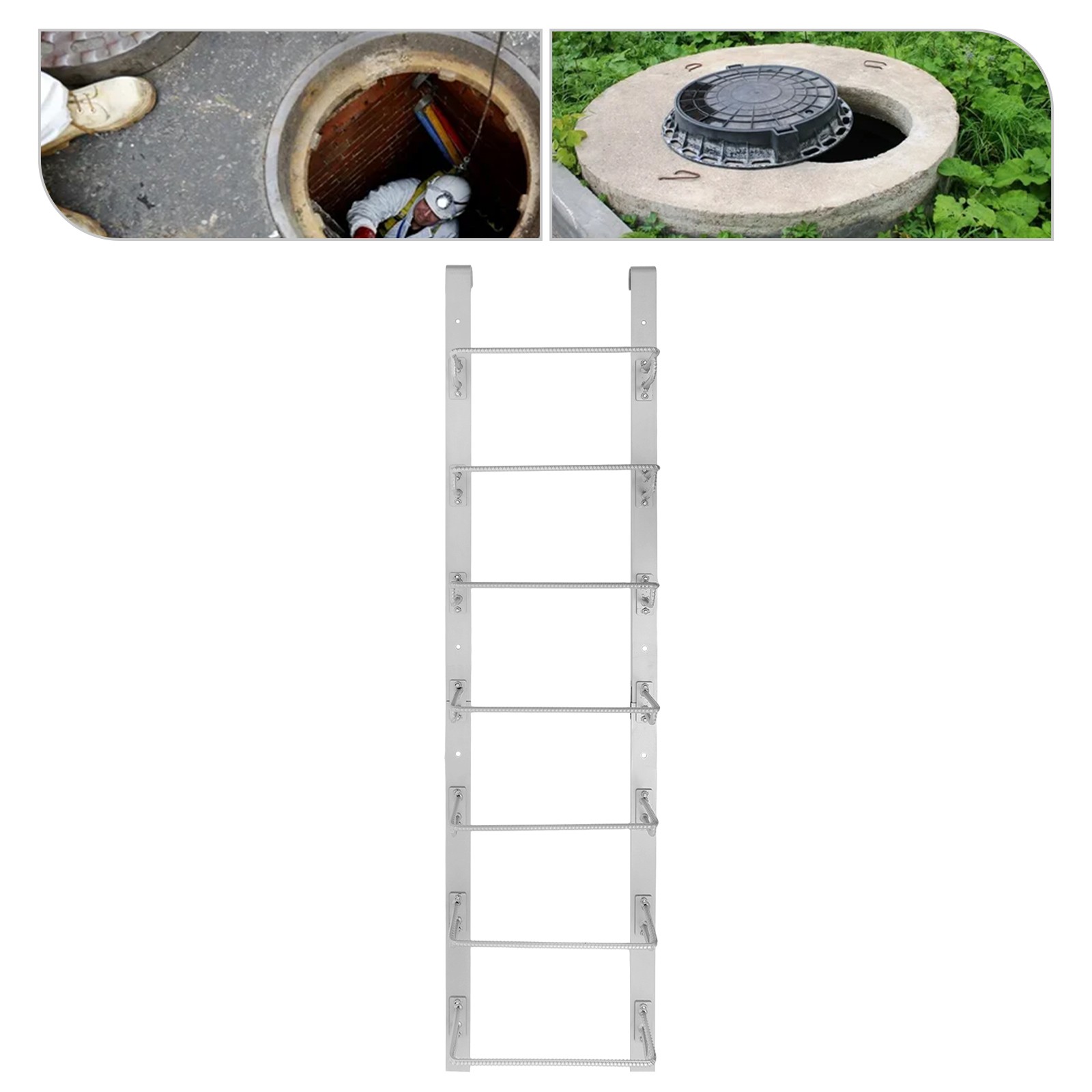 7-Steps Window Well Ladder Heavy-Duty Window Well Ladder Egress Ladder 300kg