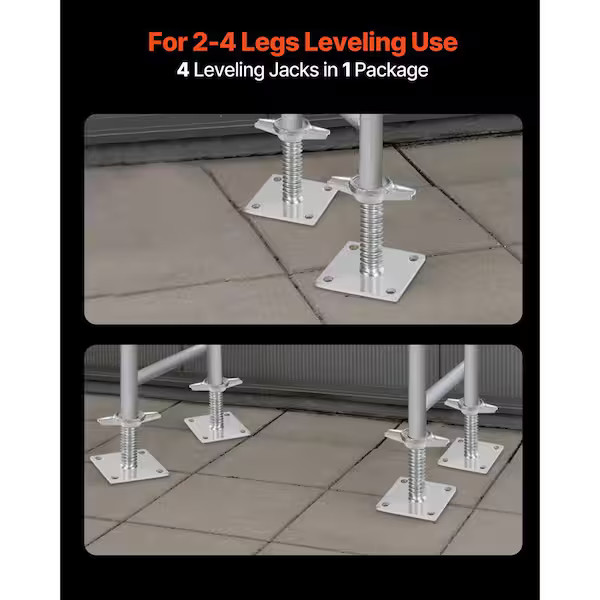 4-Pack Adjustable Leveling Jacks, 18.2 in. Adjustable Height & 3307 lbs./1500 kg