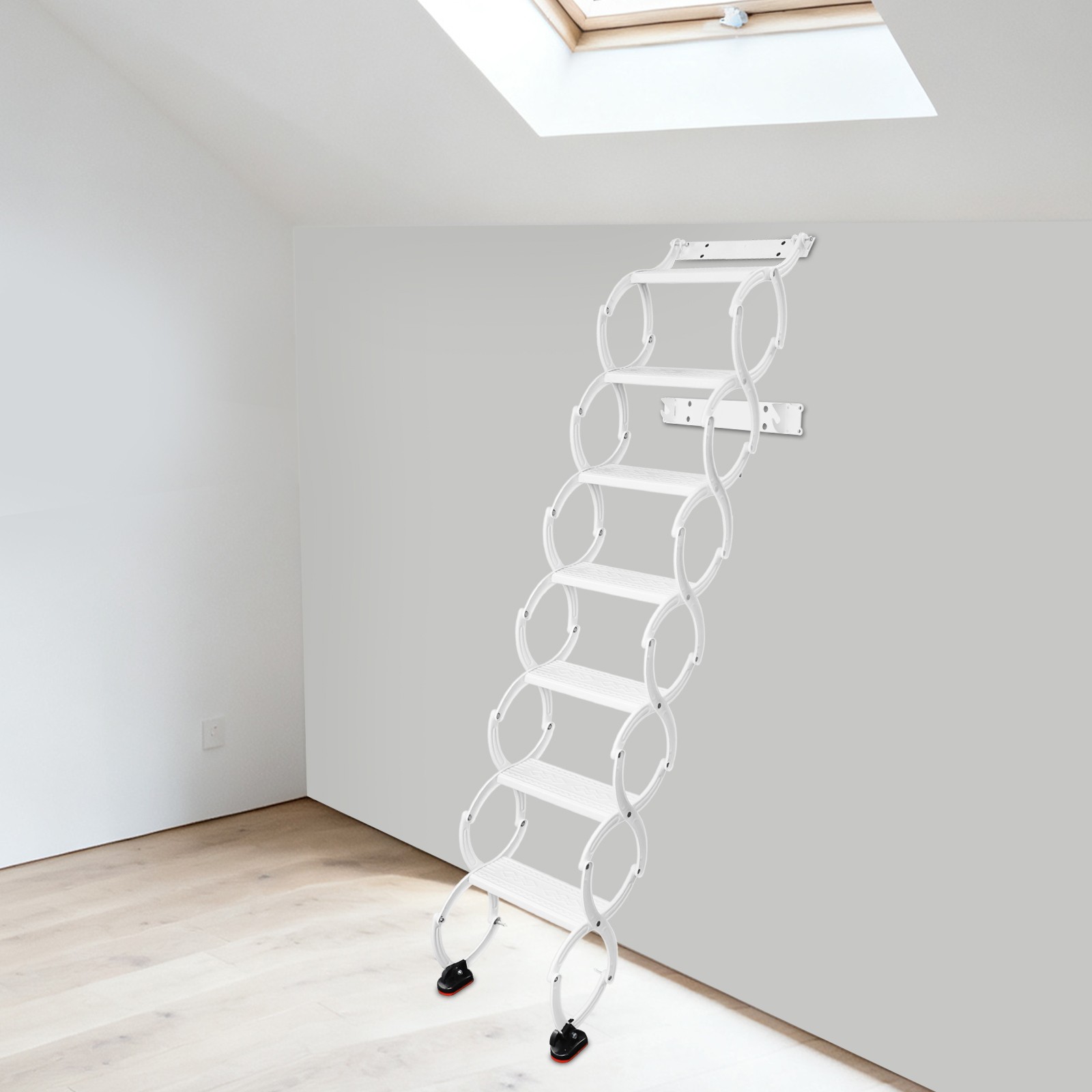 7 Step Folding Ladder Retractable Telescoping Ladders Folding Stair Wall Mounted