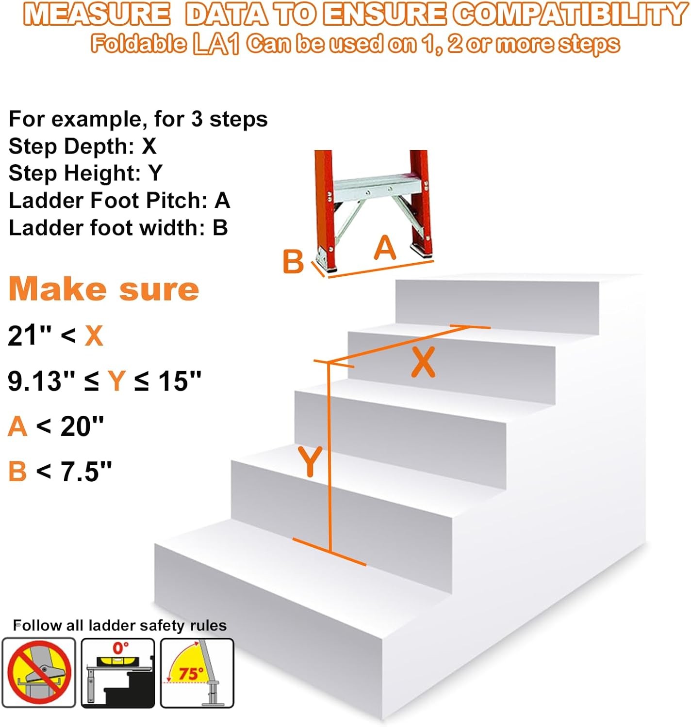 Ladder Leveler Adjustable 11.8-19.1″ with 23.7×7.5″ Platform for Stairs