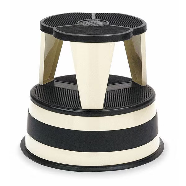Round Office Stool, 2 Steps, 350 lb Load Capacity, 14 1/2 in Overall Height,