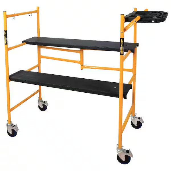 4 Ft. X 4 Ft. X 2 Ft. Mini Rolling Scaffold 500 Lb. Load Capacity With Tool Shel