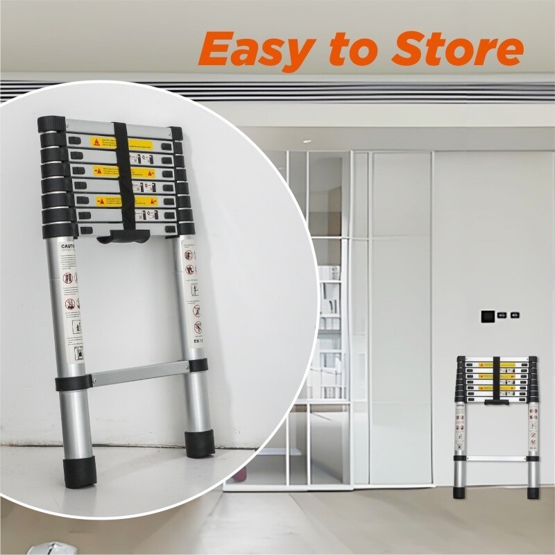 8.5FT-16.5FT Folding Telescopic Aluminum Ladders Lightweight Collapsible Ladder