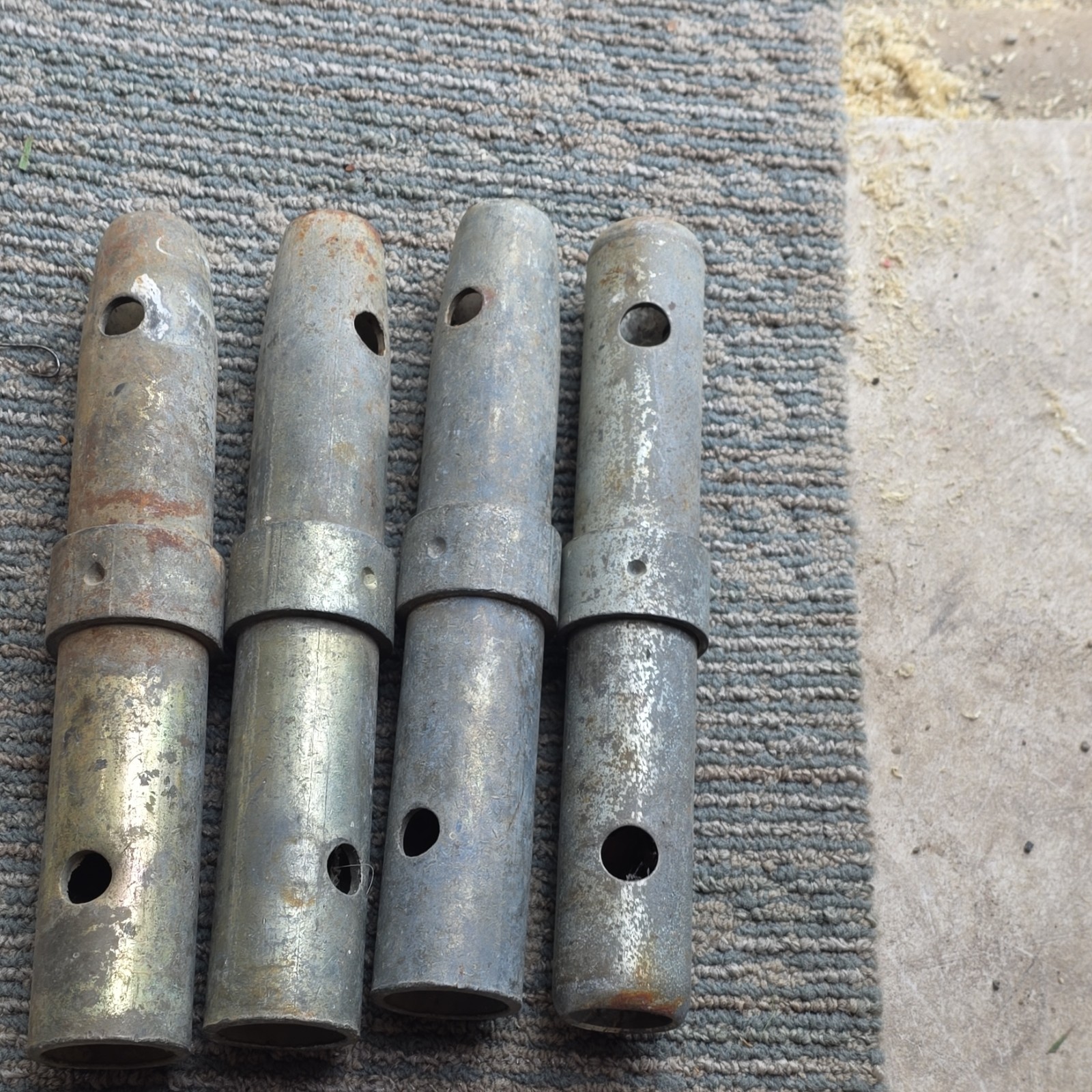 Lot of 4 Scaffolding Spigot/Connector Sleeve Inserts with Pin Holes