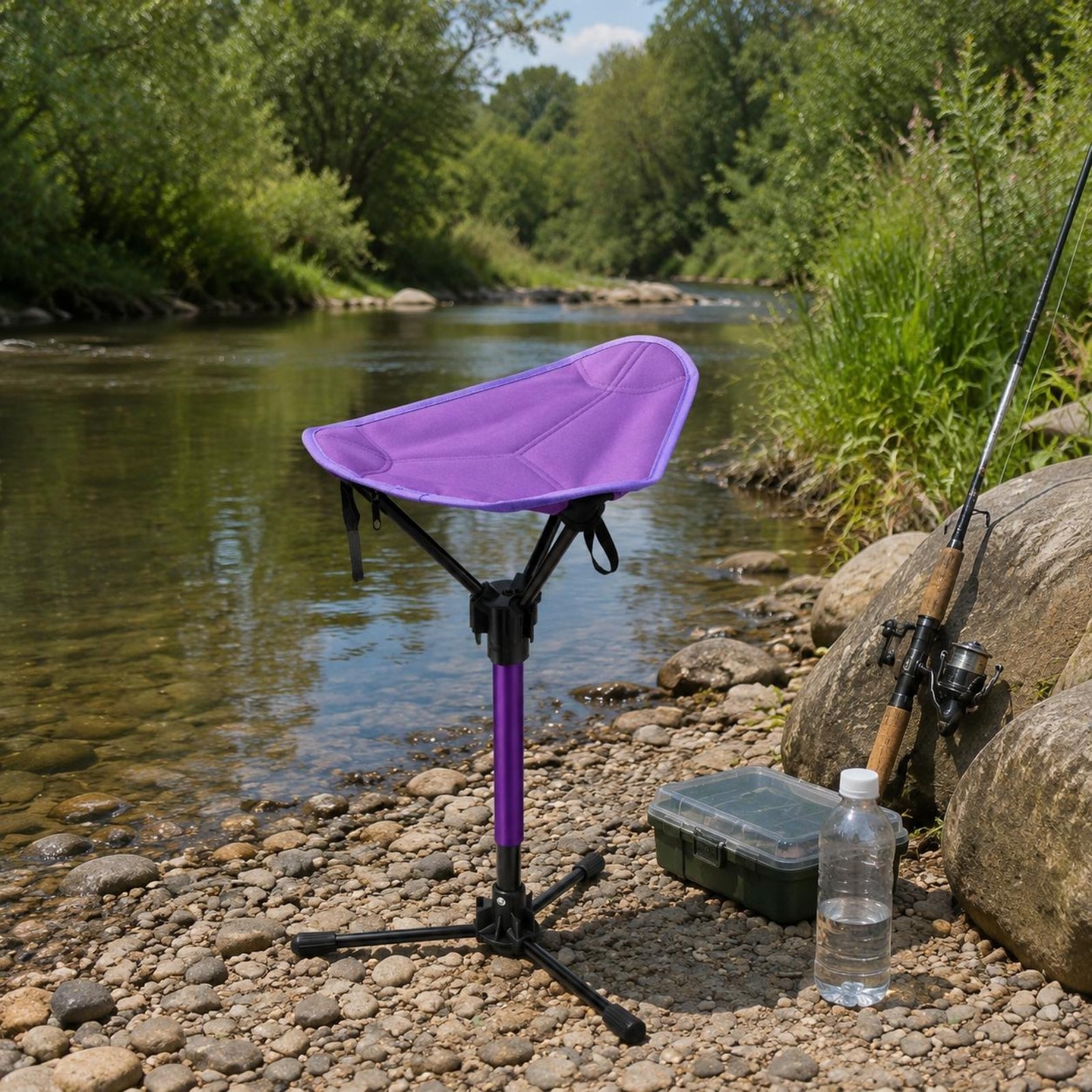 Telescopic Folding Stool Sturdy Portable Aluminum Camping Stool Lightweight