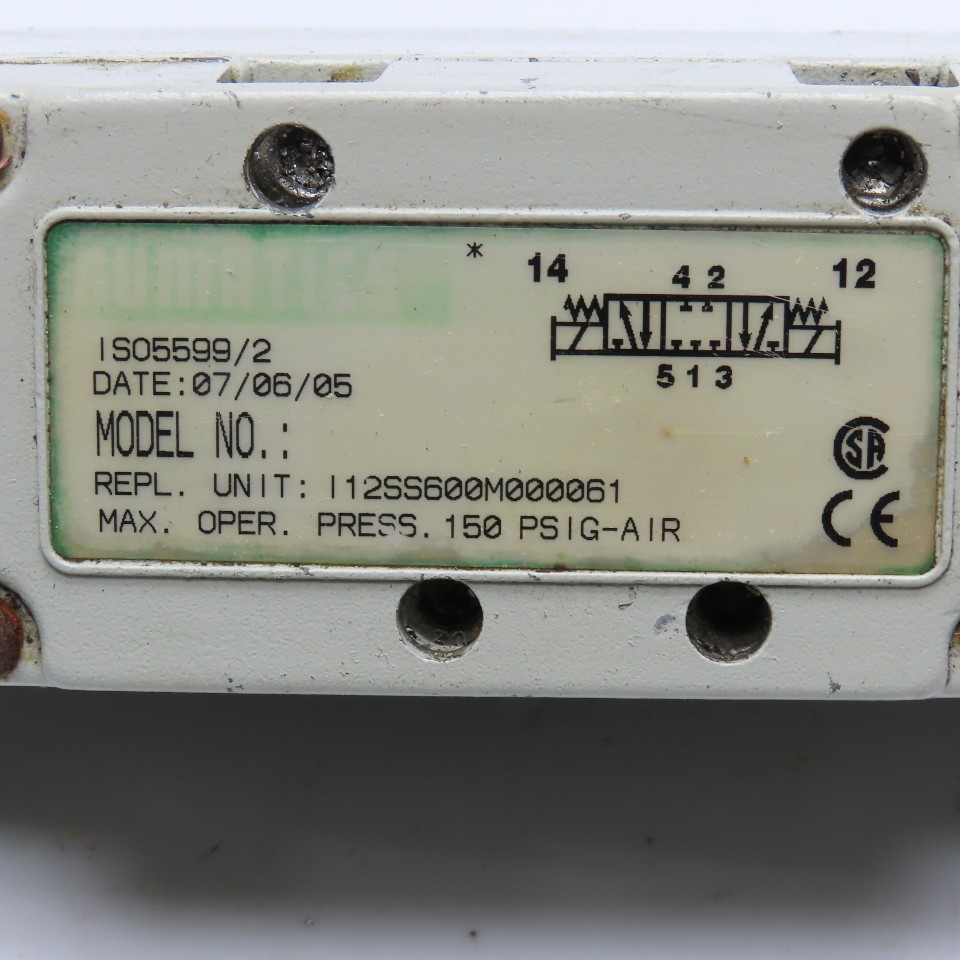 Numatics 112SS600M000061 Double Solenoid Air Valve 24VDC 150PSI