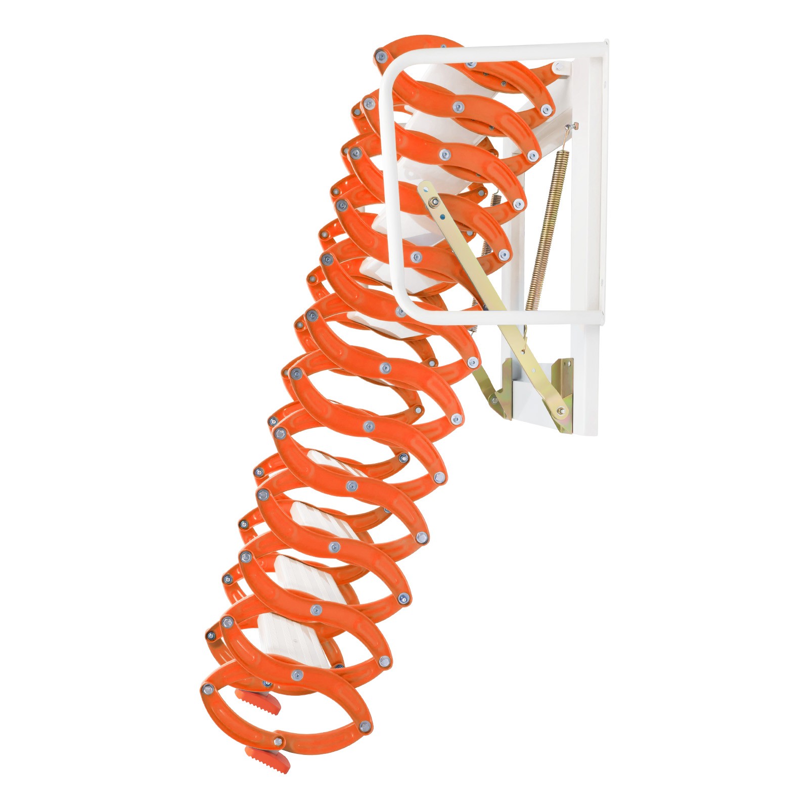 12 Steps Attic Ladder Folding Loft Ladder Wall Mounted Pull Down Attic Stairs