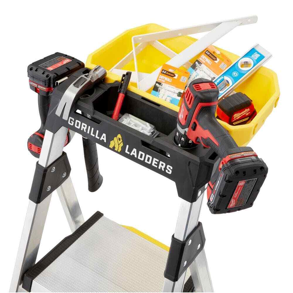 5.5 ft Aluminum Dual Platform Heavy Duty Hybrid Ladder 10 ft Reach 300 lbs
