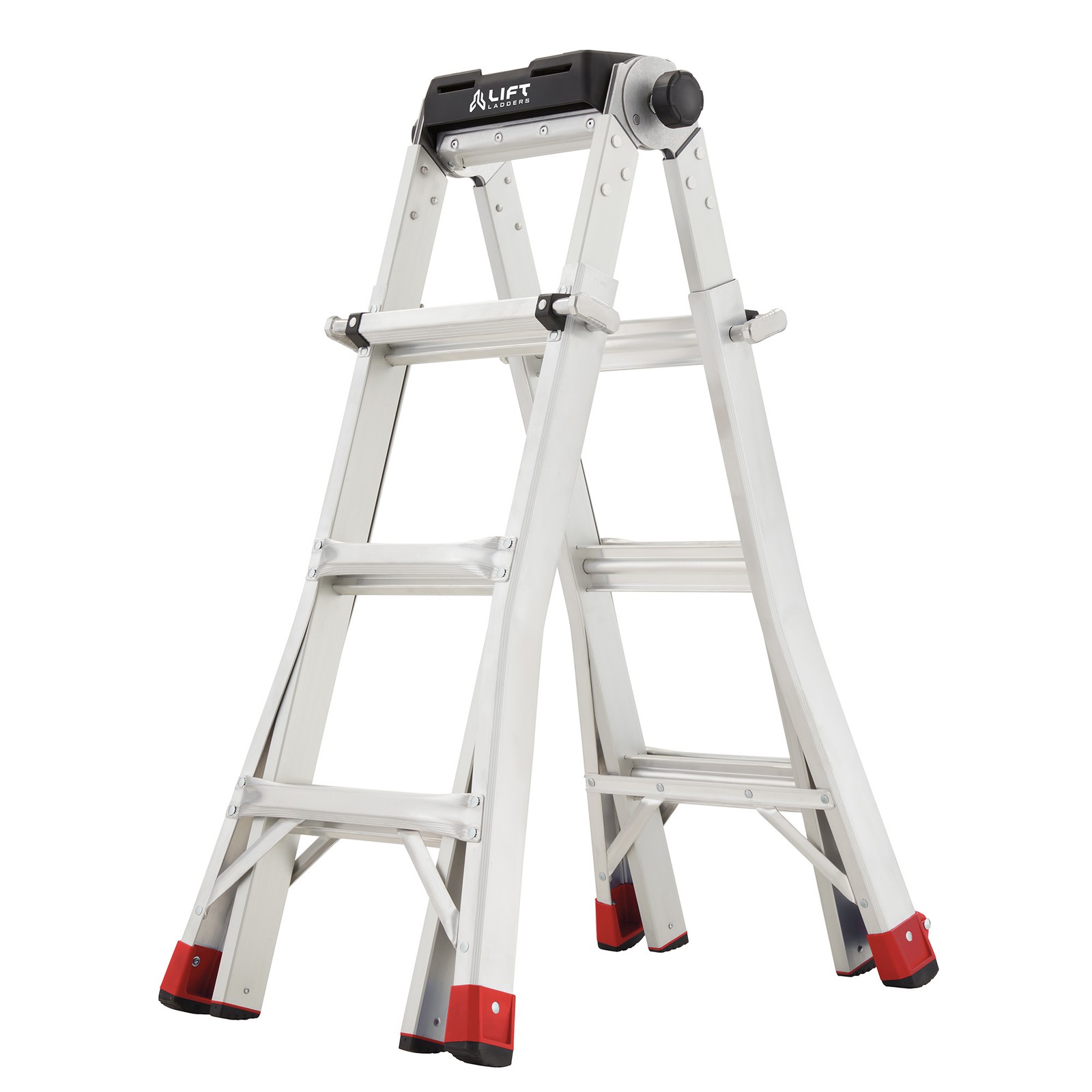 Lift Ladders 15 Foot Reach Multi Position Aluminum Step Ladder, 300 lb Capacity