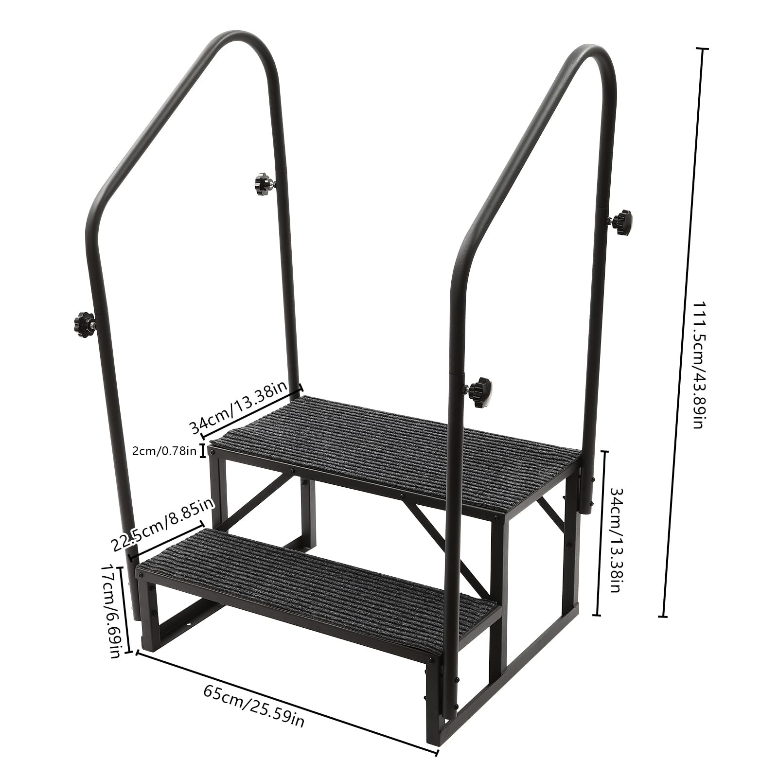 RV Steps With Handrail 2-Step Portable Home Stairs Anti-Slip For Spa