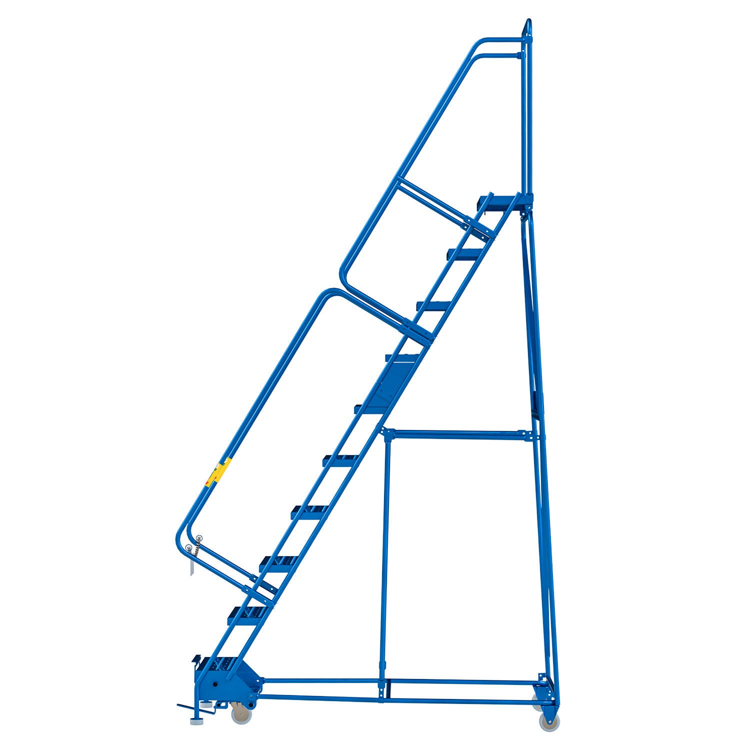 Global Industrial 10 Step Steel Rolling Ladder with 24″W Perforated Step Blue