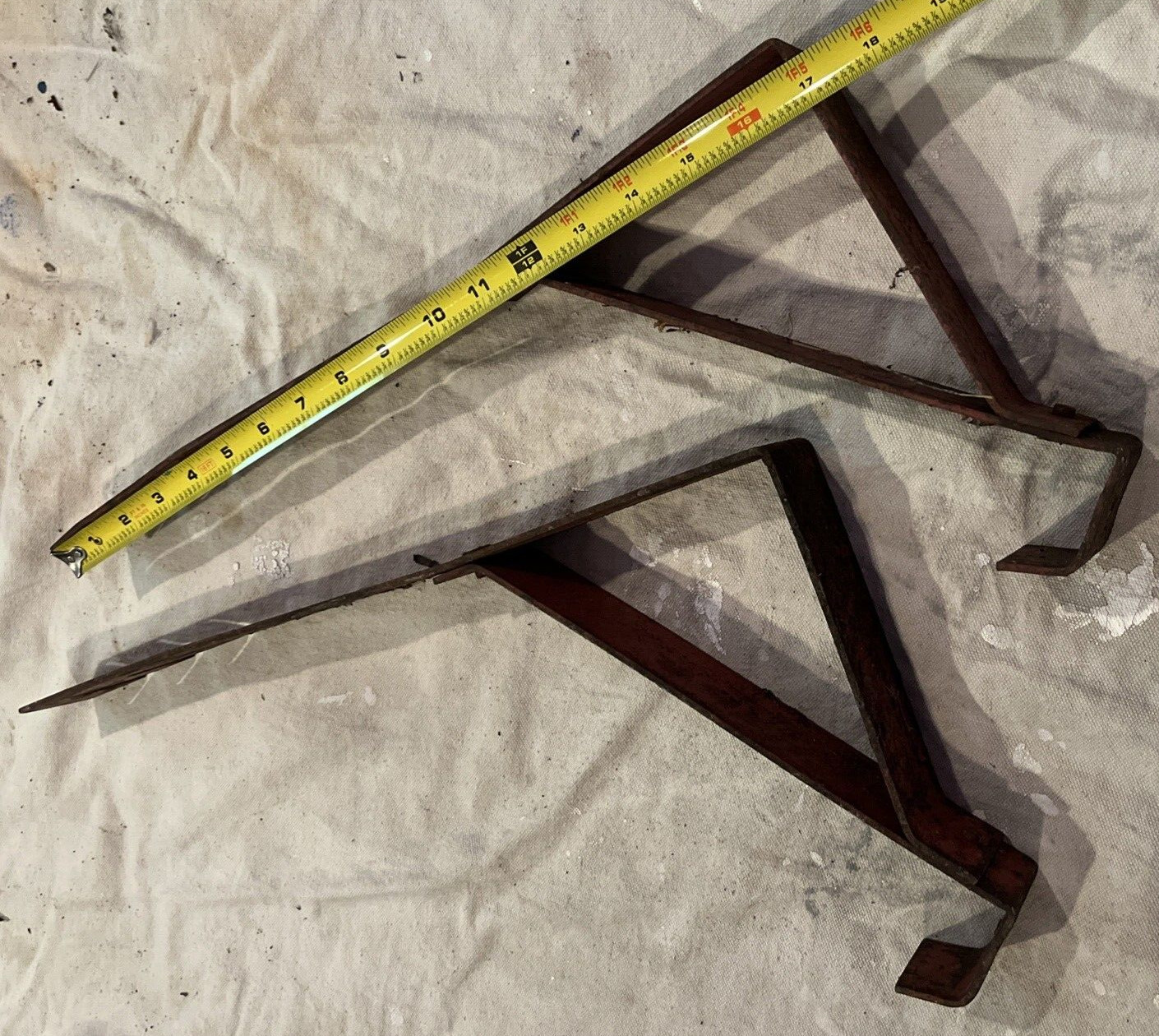 Qual-Craft Steel Fixed Roof Bracket Set of 2 Red Paint Missing No Label Redo