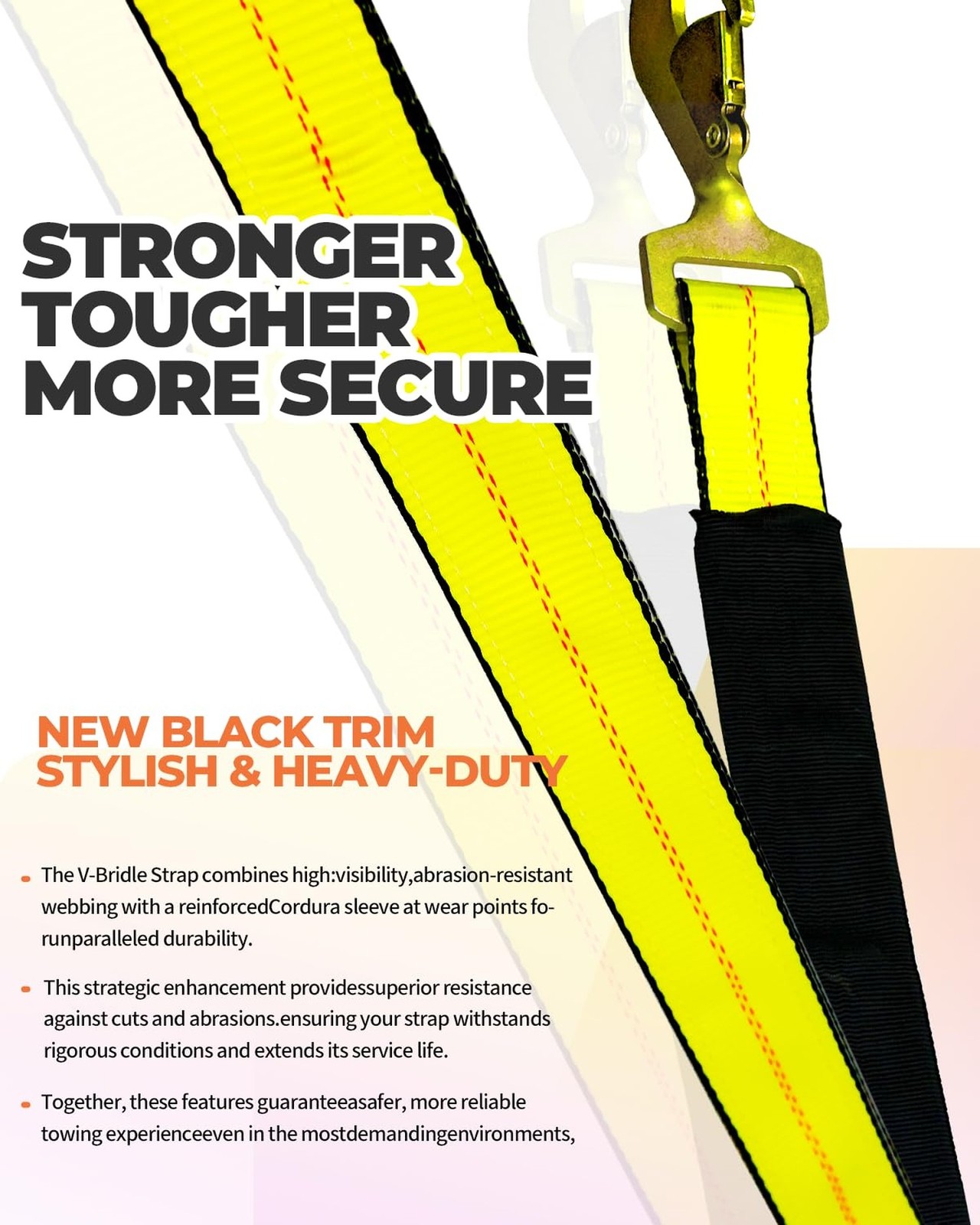 TKK Heavy-Duty V-Bridle Tow Strap 2″ x 4′ – 5,400 lbs Load Capacity | Snap