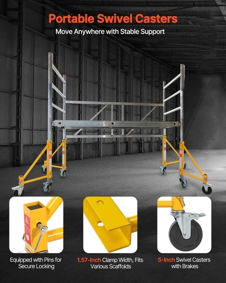 Set of Scaffolding Outriggers with Casters for Baker-Style Scaffolding