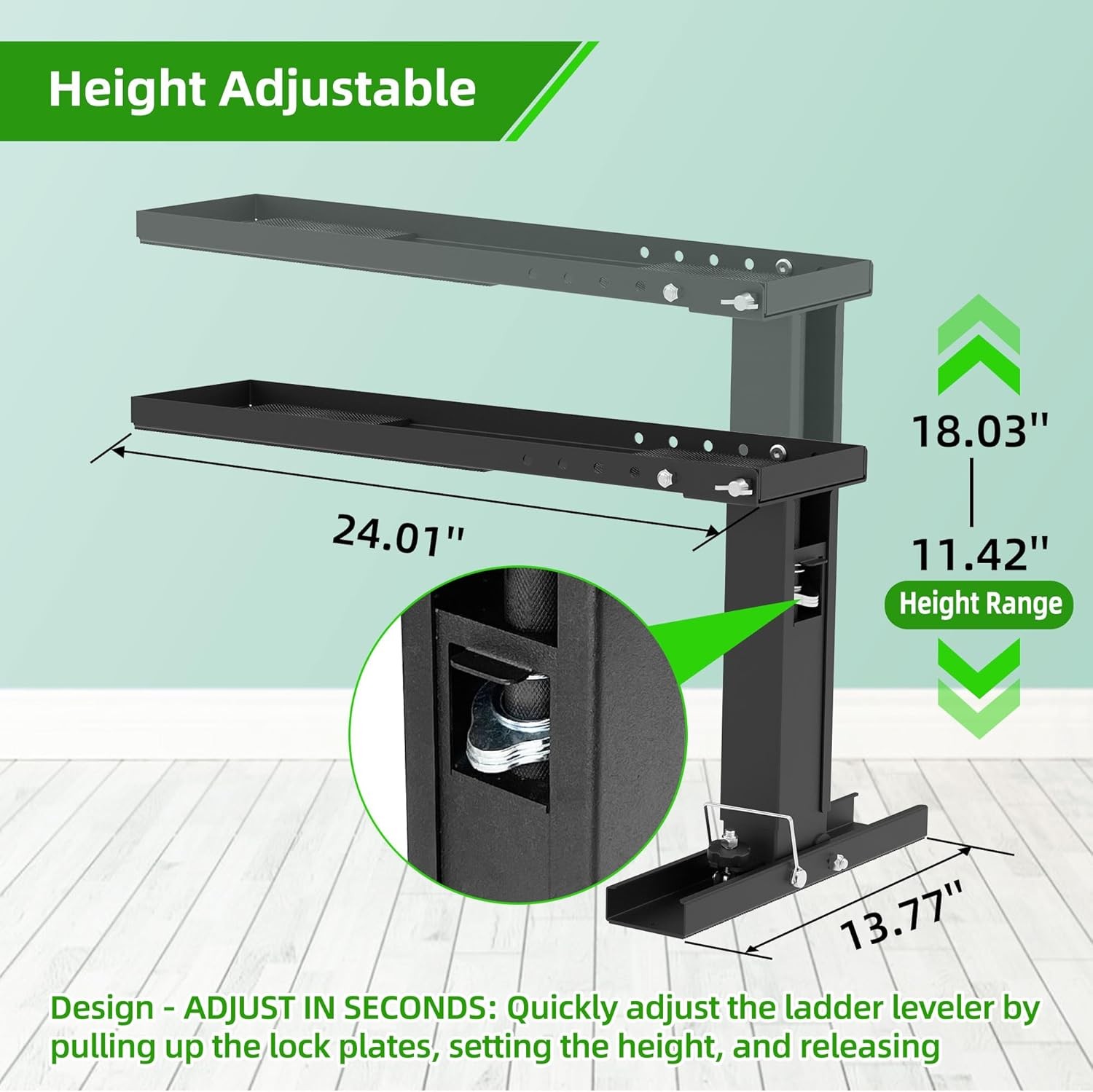 Ladder Leveler 880lb Capacity Adjustable Stabilizer for Extension Ladders Black