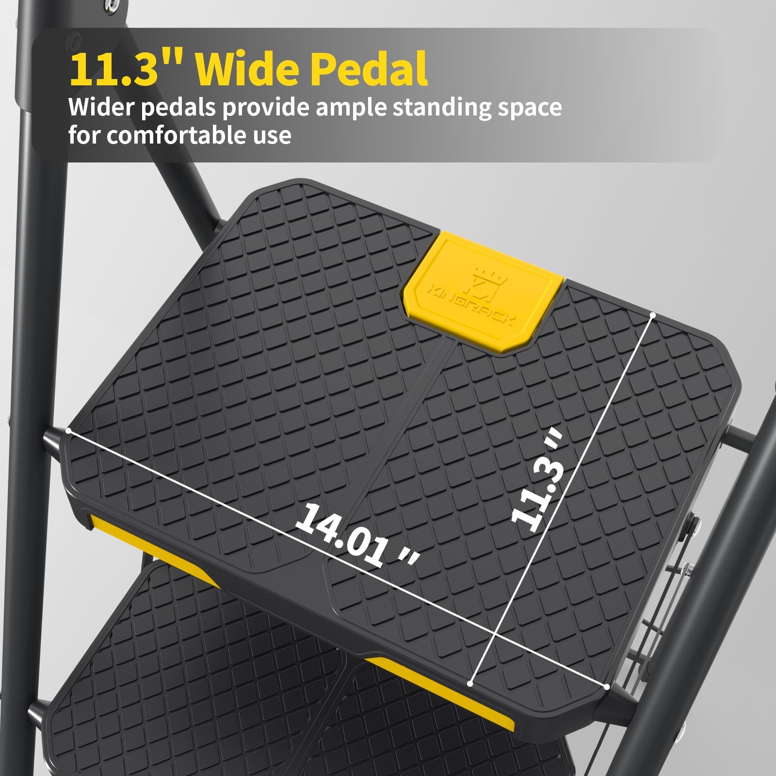 KINGRACK 4 Step Ladder, Sturdy Steel Stool 4 Black&yellow
