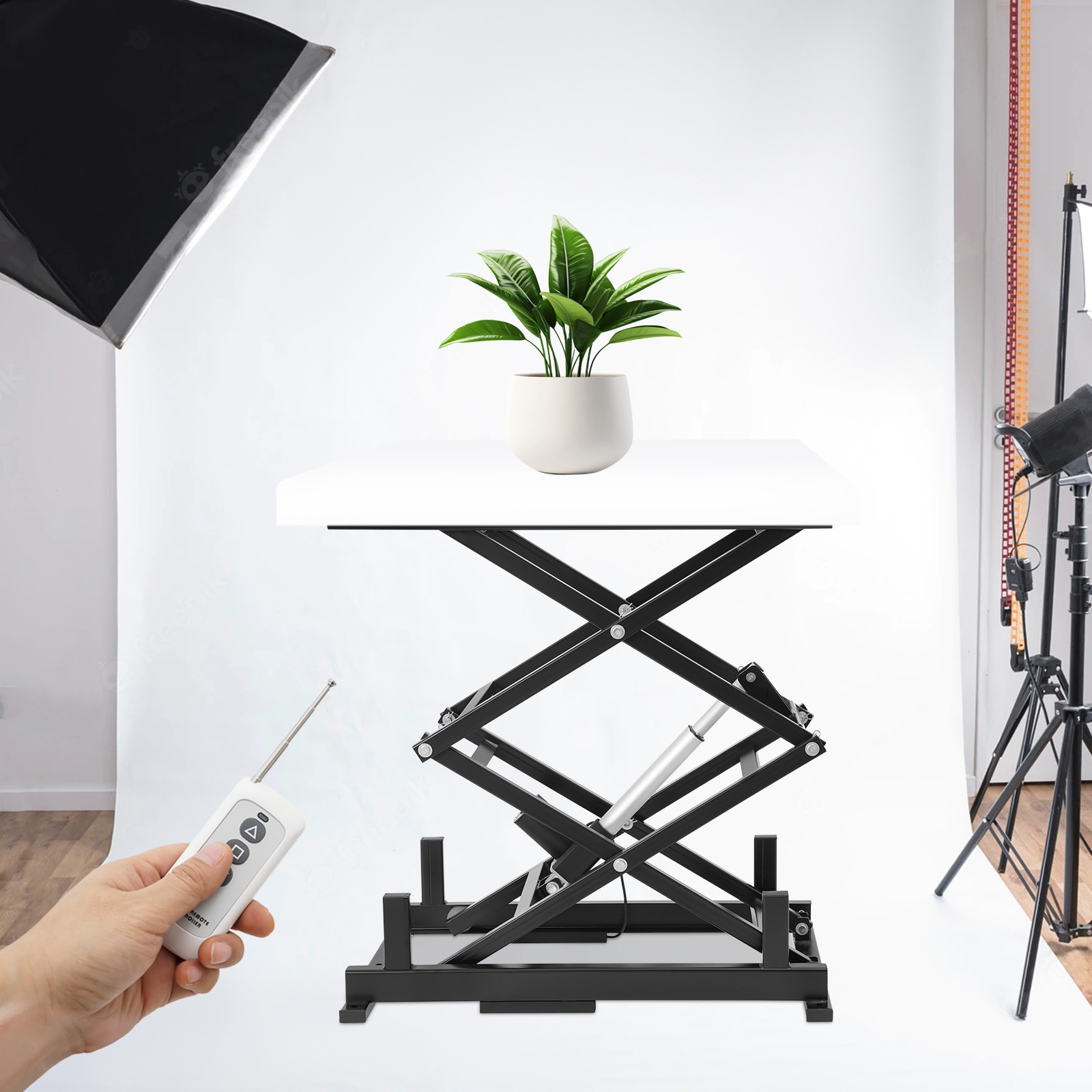 Electric Scissor Lift Table Hydraulic 140lbs Capacity Adjustable Height Foldable