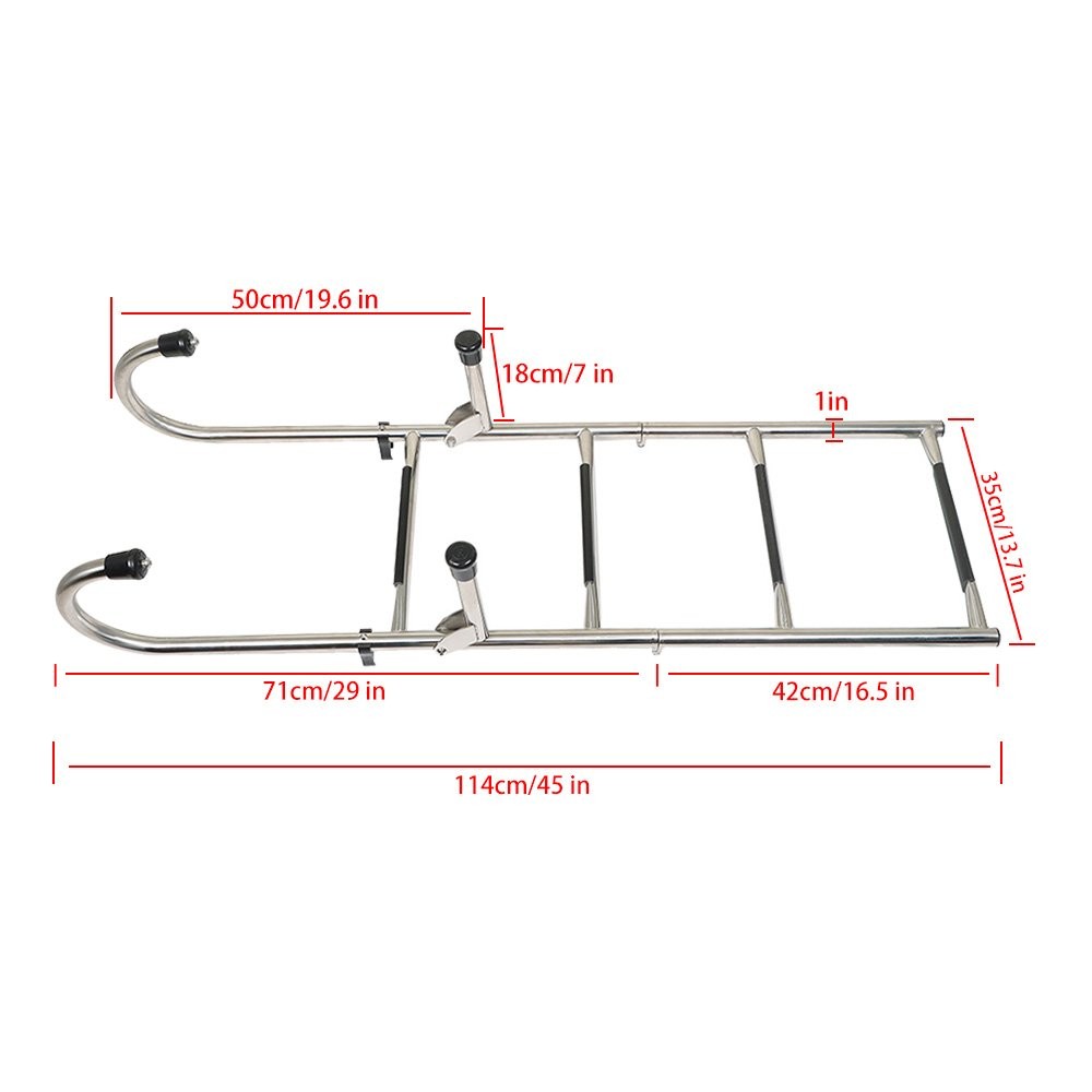 2 3 4 5 Step Stainless Steel Telescoping Foldable Boat Ladder with Hand Railing