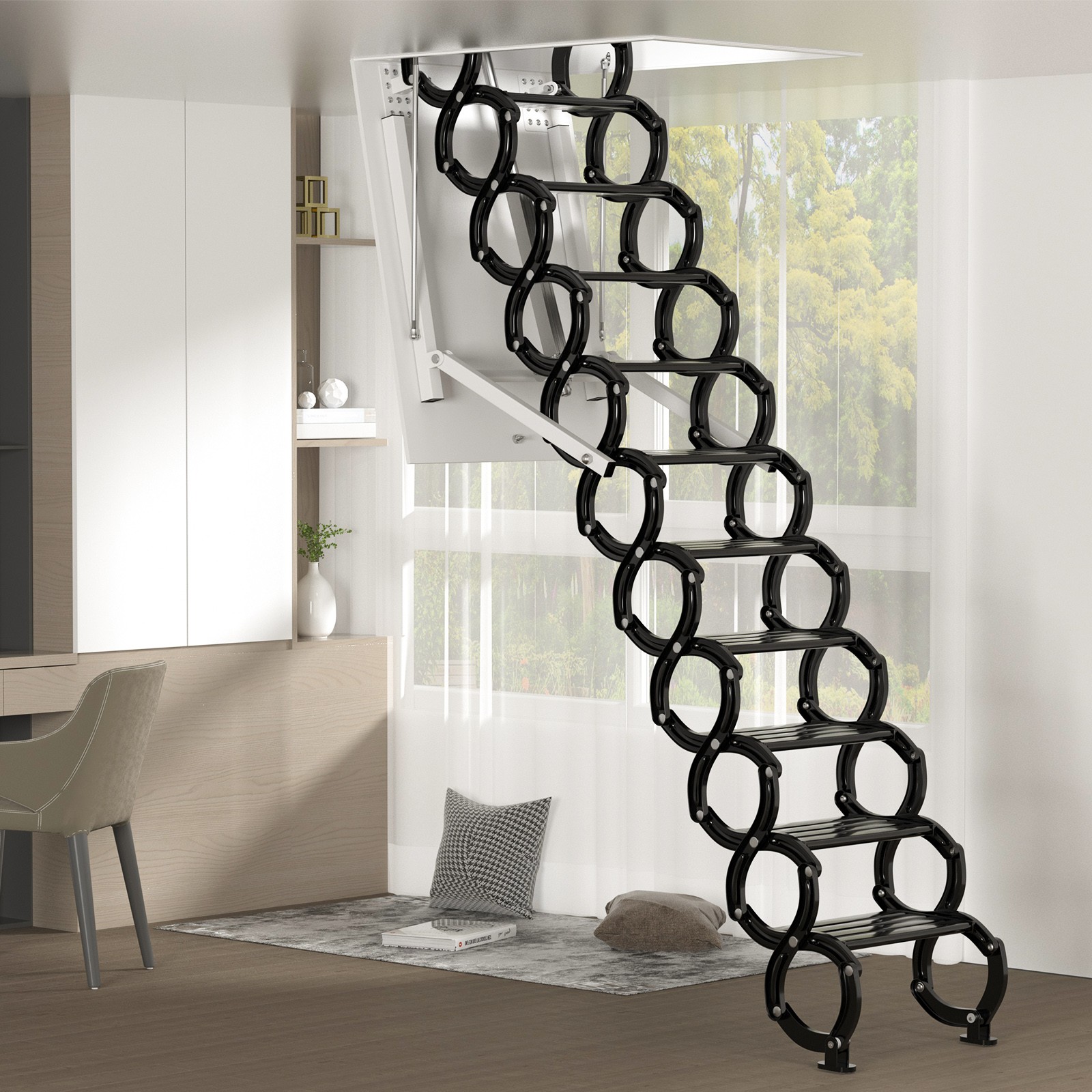 Electirc attic ladder Aluminum folding 9.5ft with remote for loft ‘