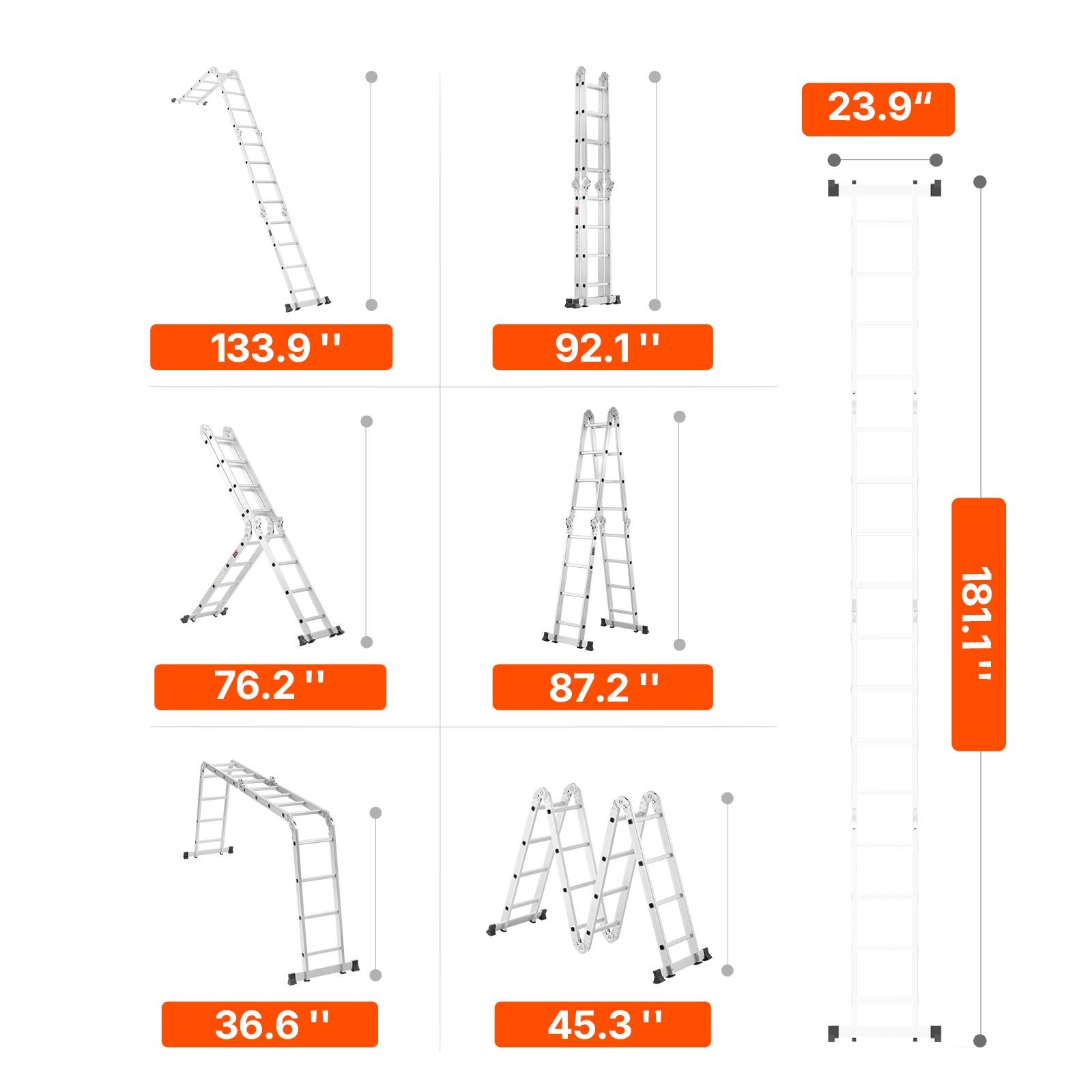 Multi – Purpose Folding Ladder, 7 – in – 1 Tall Extension Step Ladder, A Frame 4