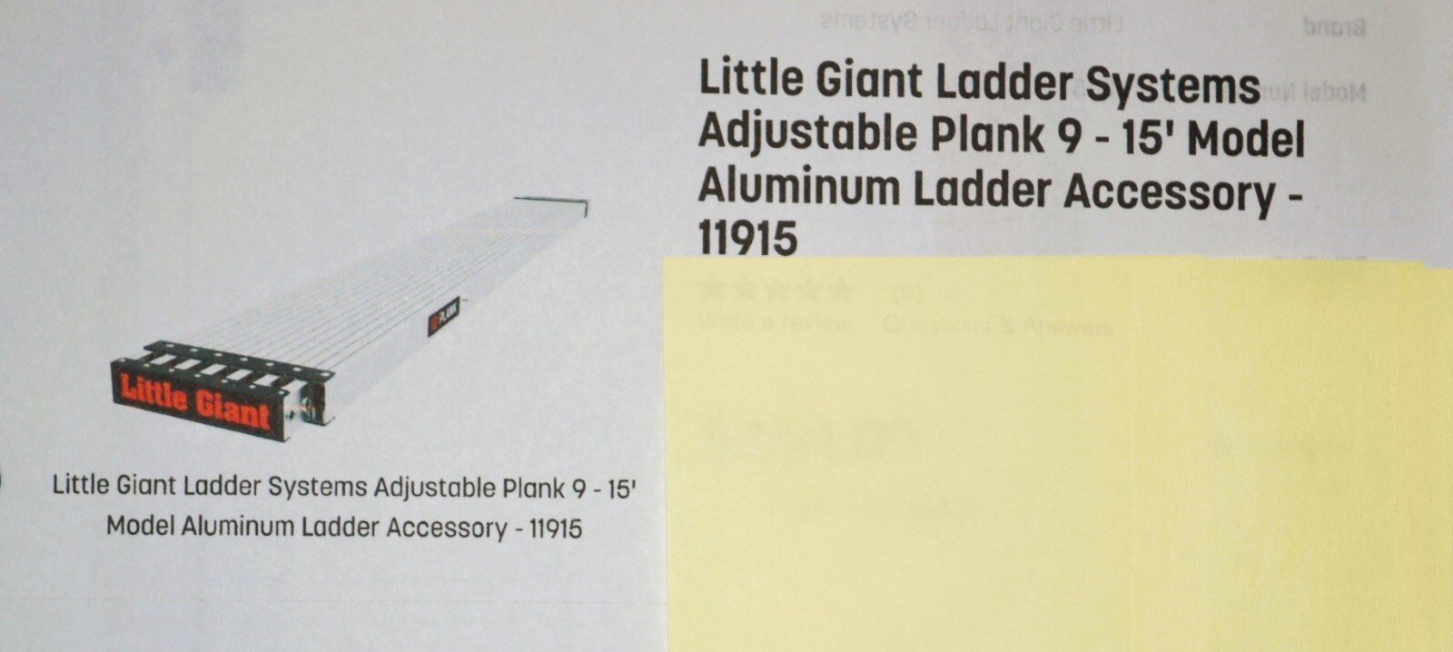Little Giant Adjustable 9′-15′ Extension Work Plank Model 11915