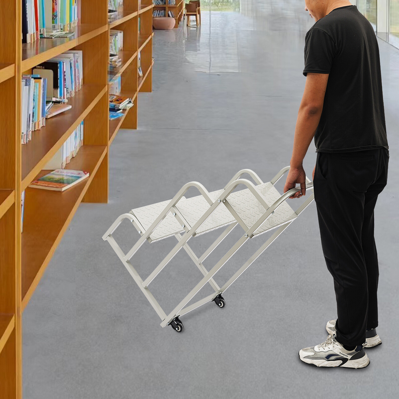 3-Step Stair Rolling Stair Supermarket Ladder Warehouse Pickup Shelf 300kg Load