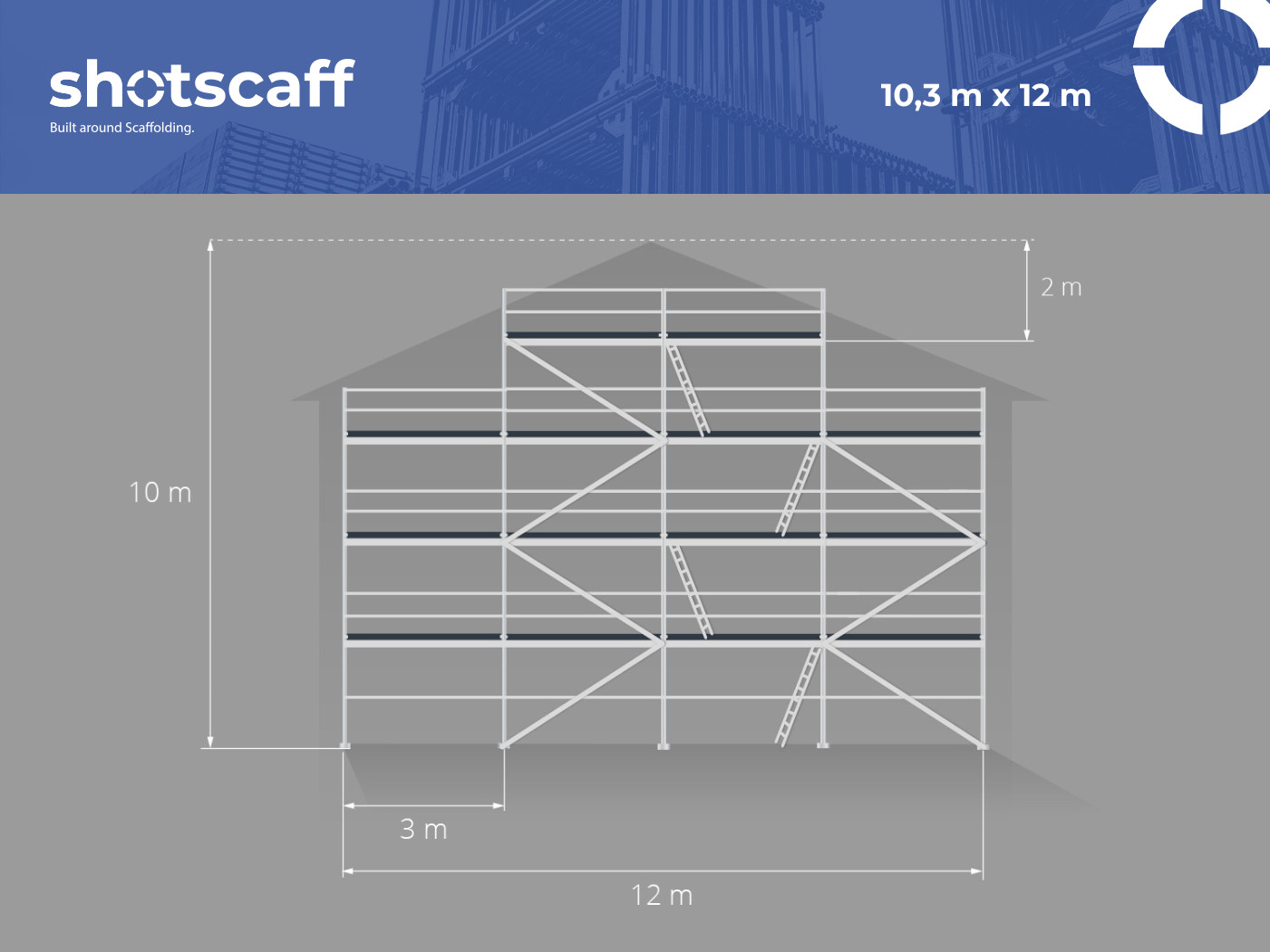 10x12m gable wall NEW scaff 74 gable scaffolding scaffolding no shipping costs