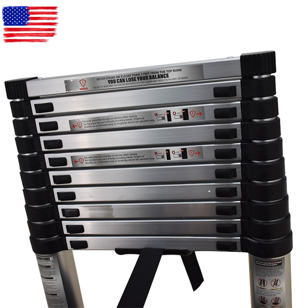 10.5/12.5/14.5FT Aluminum Non-Slip Telescoping Ladder Extension Ladders Folding
