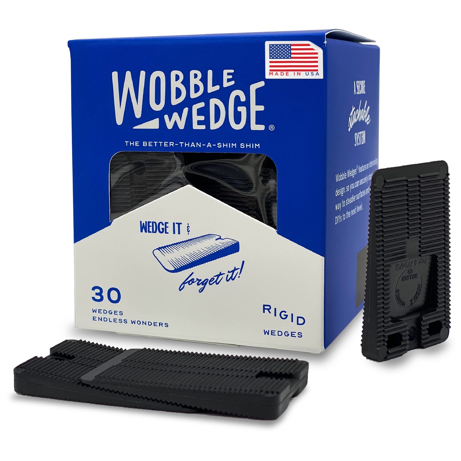 Wobble Wedges Rigid Plastic Shims, Multi-Purpose Shim for 30, Black