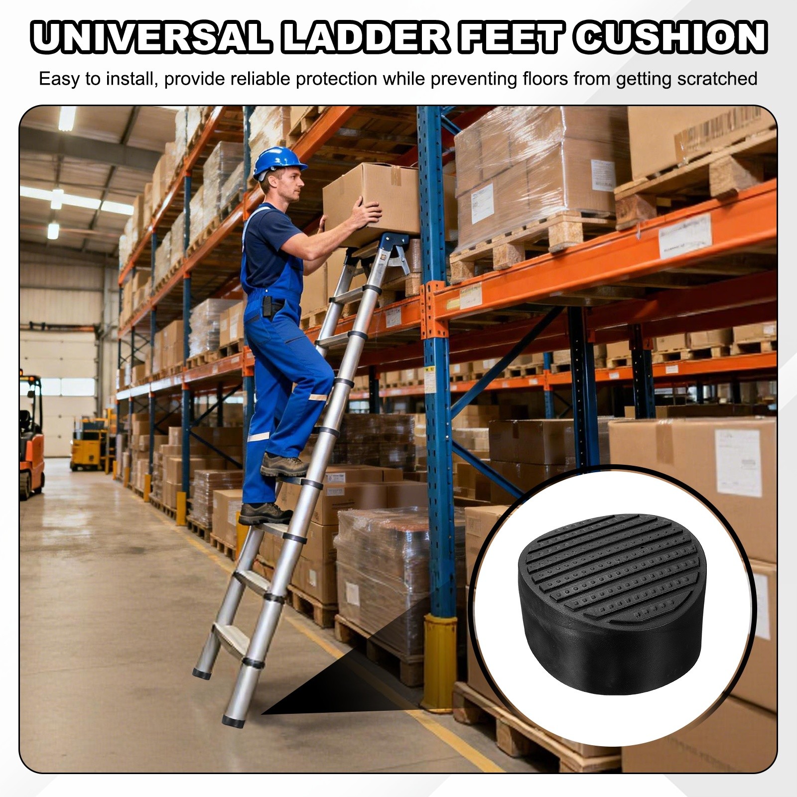 Ladder Non Slip Feet Mat (51mm ID), Rubber Round Step Ladder Foot