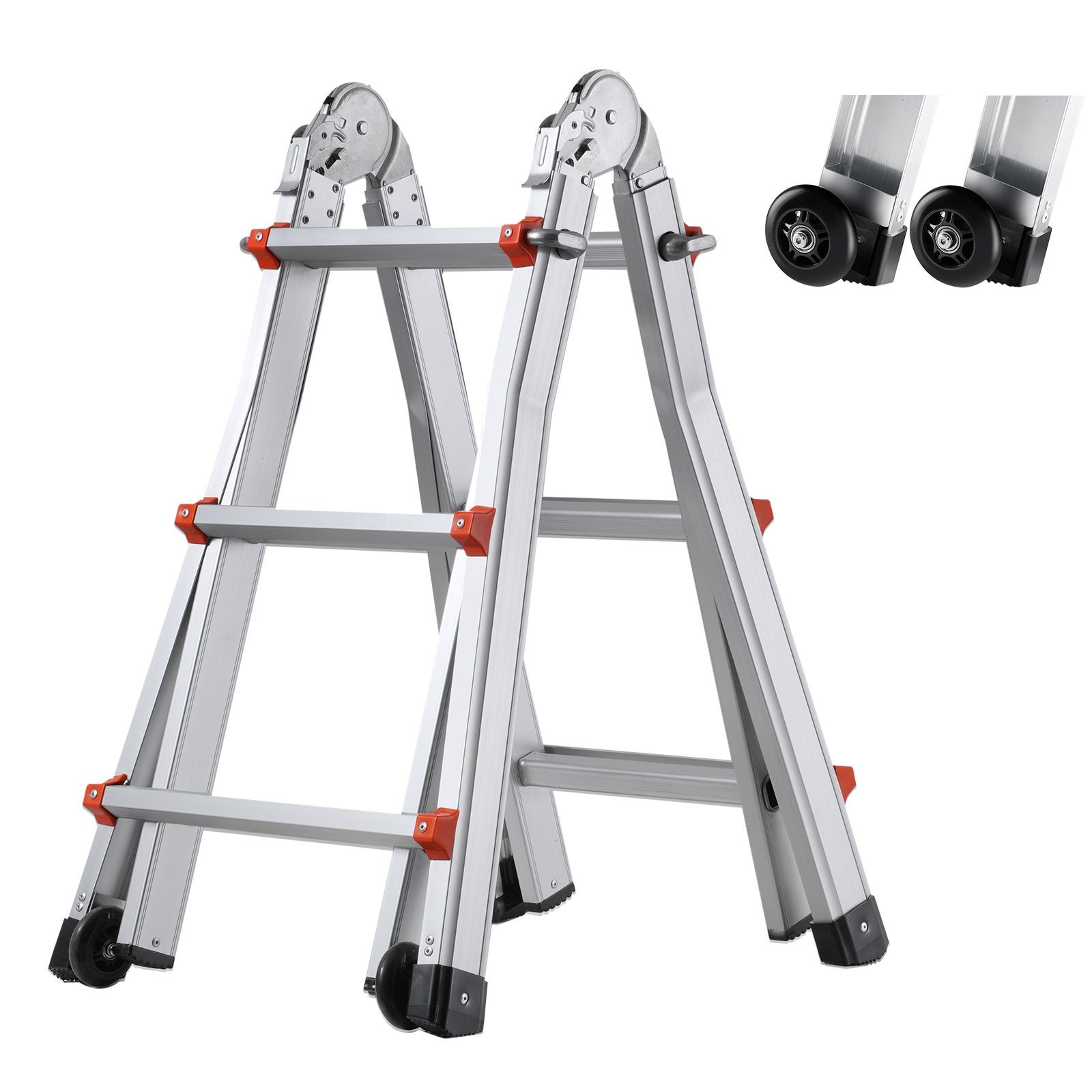 9.5 ft telescoping aluminum A – frame ladder, 330lb capacity, portable