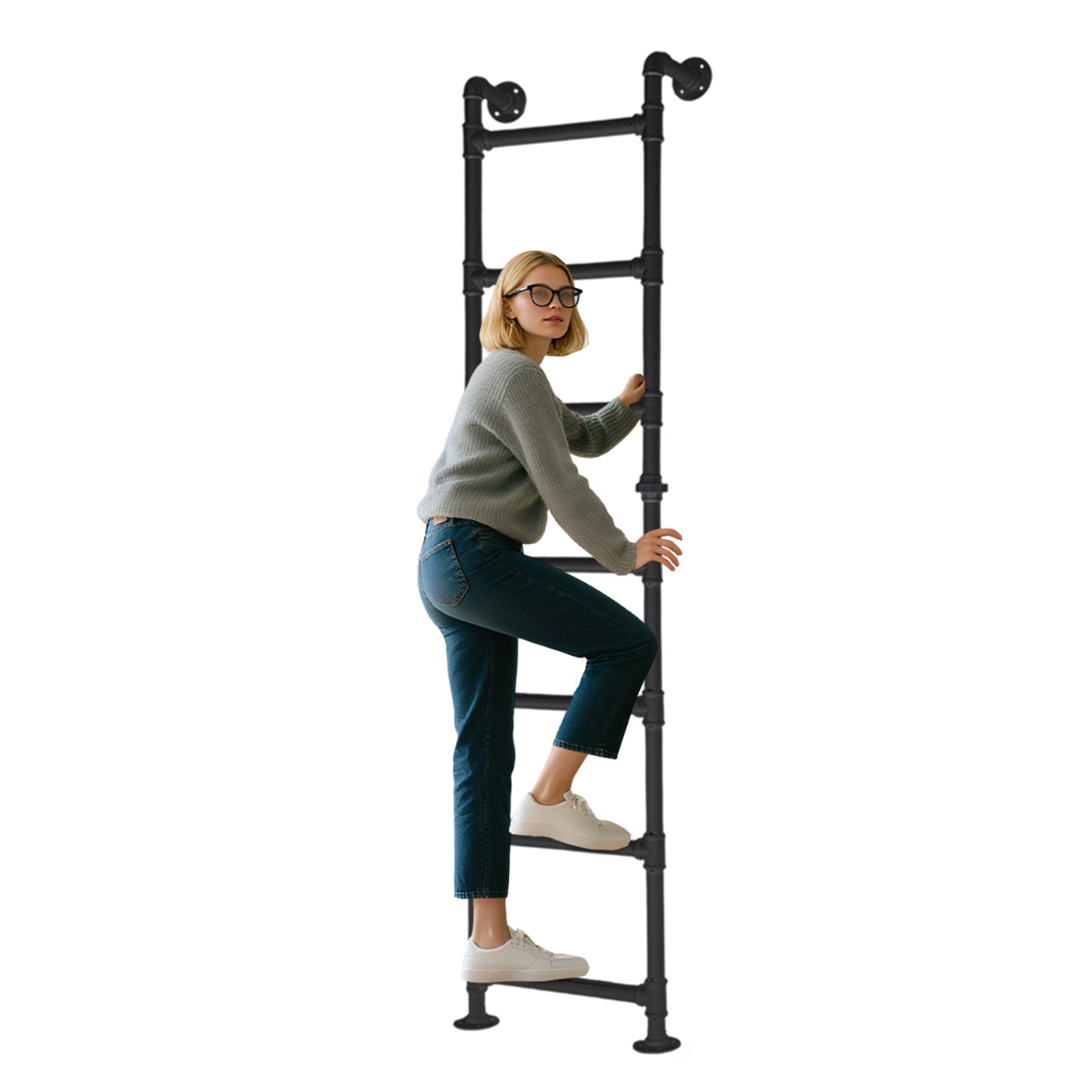 Bunk Bed Ladder 7-Step Ladder High Loft Attic Step Ladders Black Load 200KG