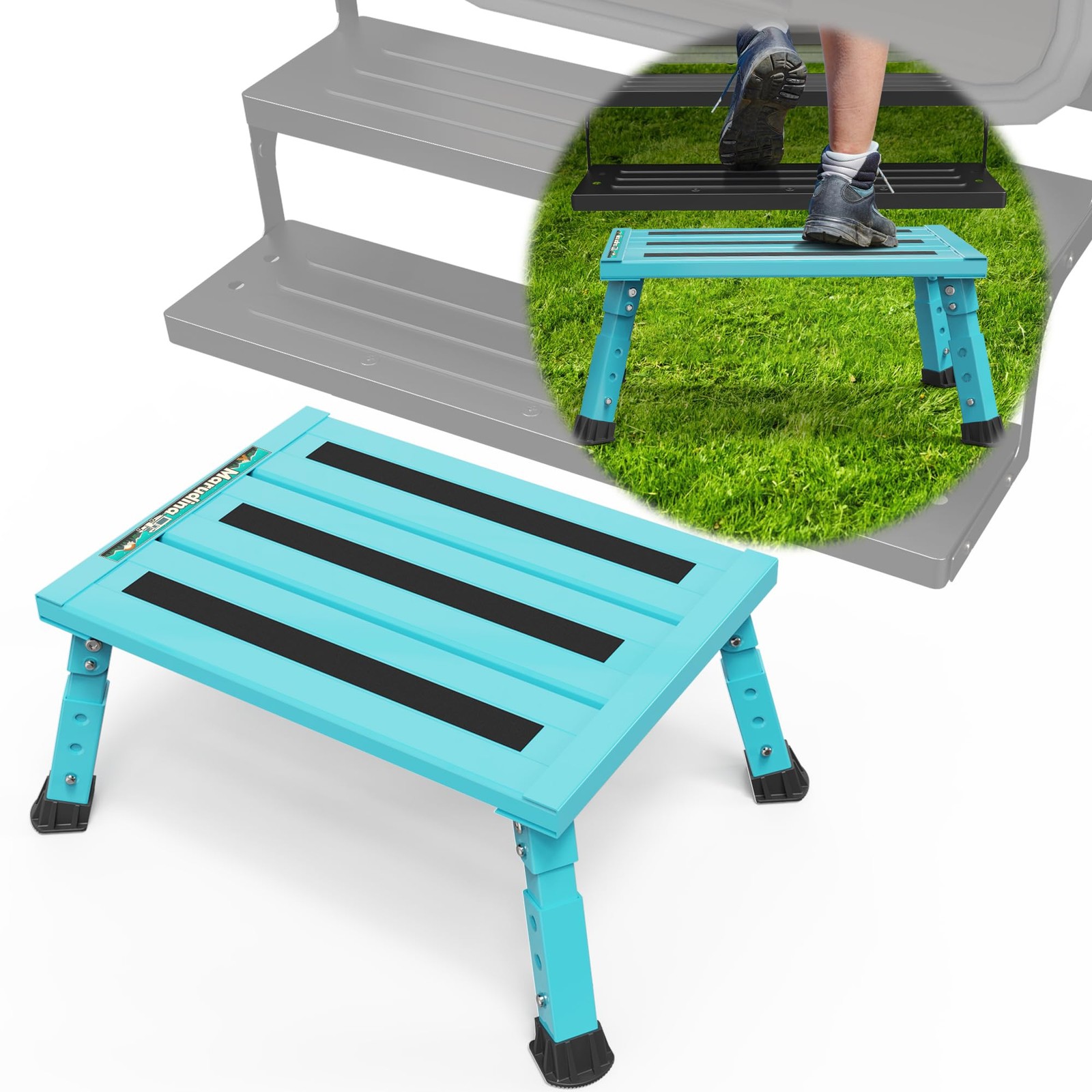 Marudina Large Platform RV Steps, 17.5″L x 13.5″W, Blue W/O Cloth Cover